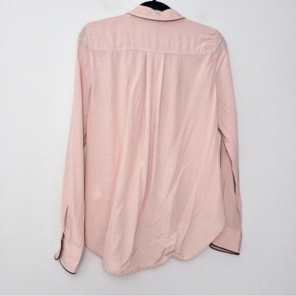 rag & bone Dean Drape Front Blouse Shirt S Dusty Rose Twist Faux Wrap - Picture 11 of 13